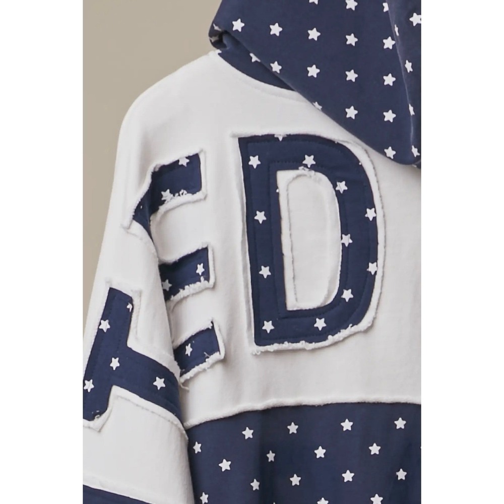 United States Red White Blue USA Flag Oversized Zip Up Hoodie Size S - Picture 8 of 12